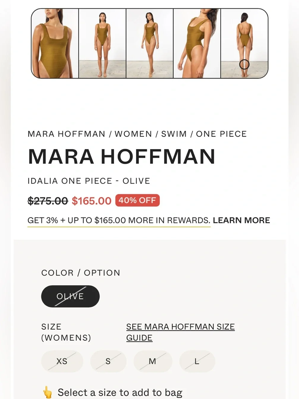 Mara Hoffman Idalia One Piece Olive new without tags perfect condition